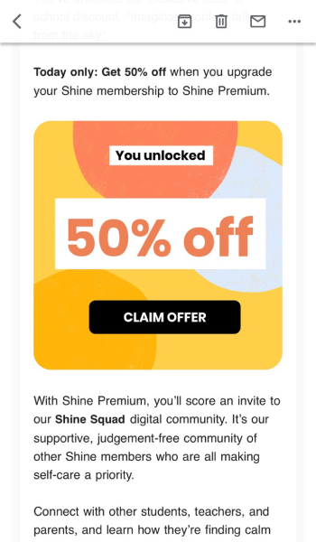 Shine电子邮件号召行动的例子