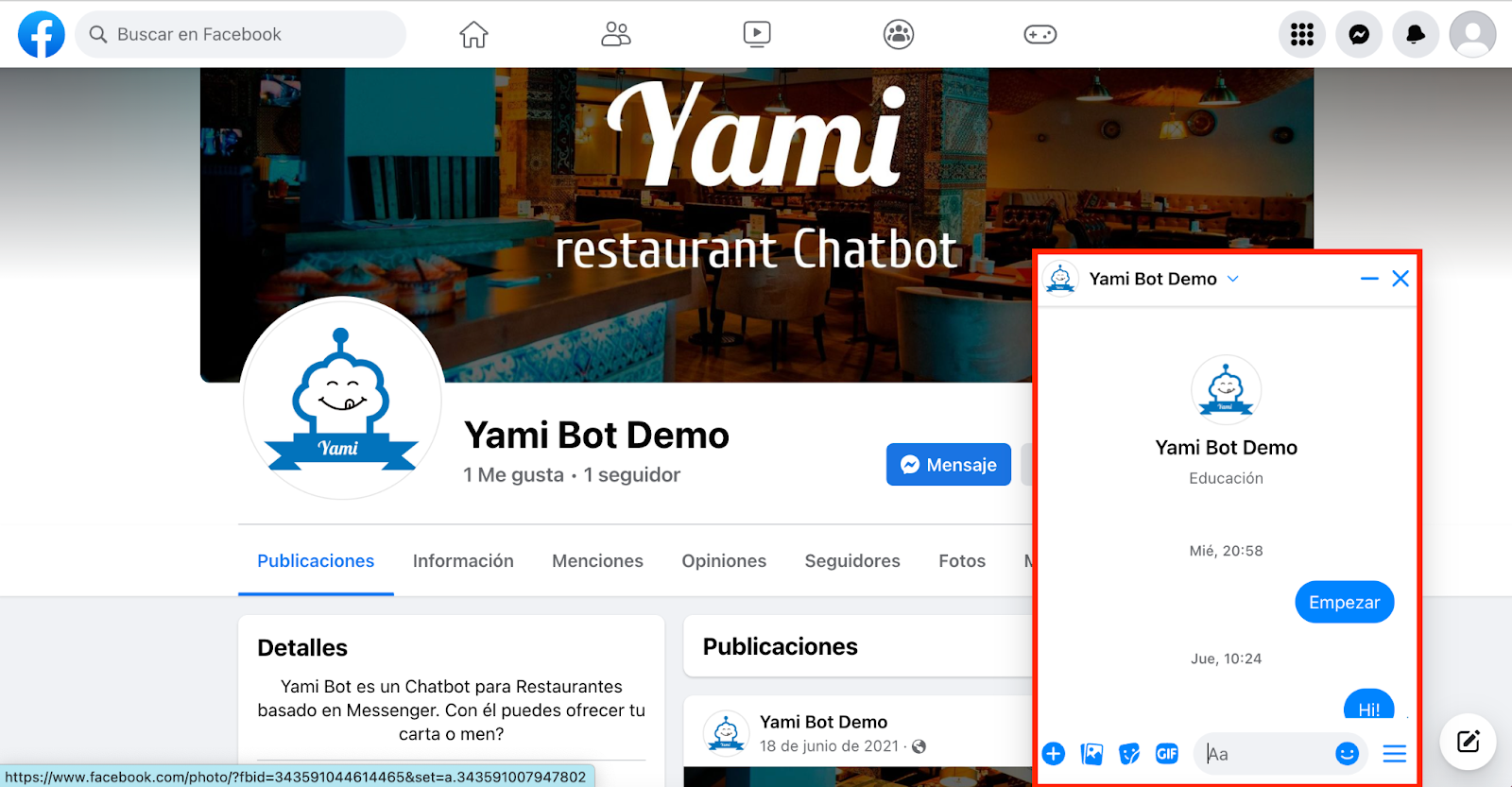 Yami Bot es el perfect ejemplo de聊天机器人para Facebook Messenger